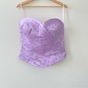 JOLI PROM Strapless Embellished with Bead and Sequin Top Purple EUC